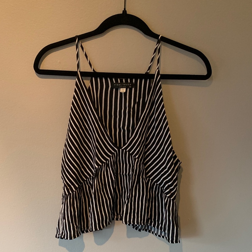 Black & White Striped Crop Tank